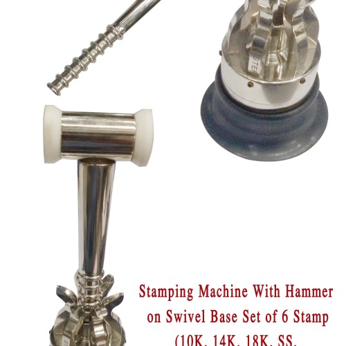 Stamping machine with hammer on swivel base set of 6 stamp - jewellery tools in india